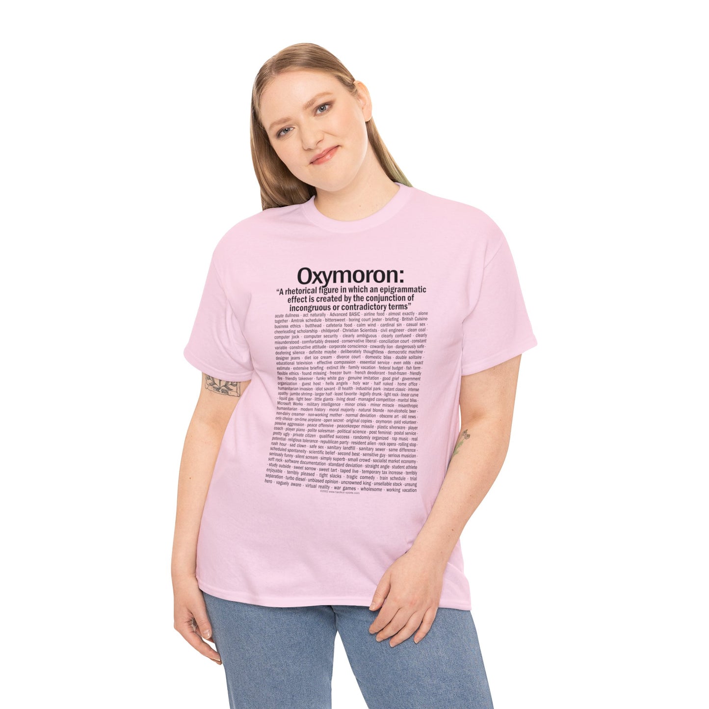 Oxymoron T-Shirts, Funny Oxymoron Saying, Government Intelligence, Clean Coal, Pretty Ugly and More, English Majors, Teacher T-shirts