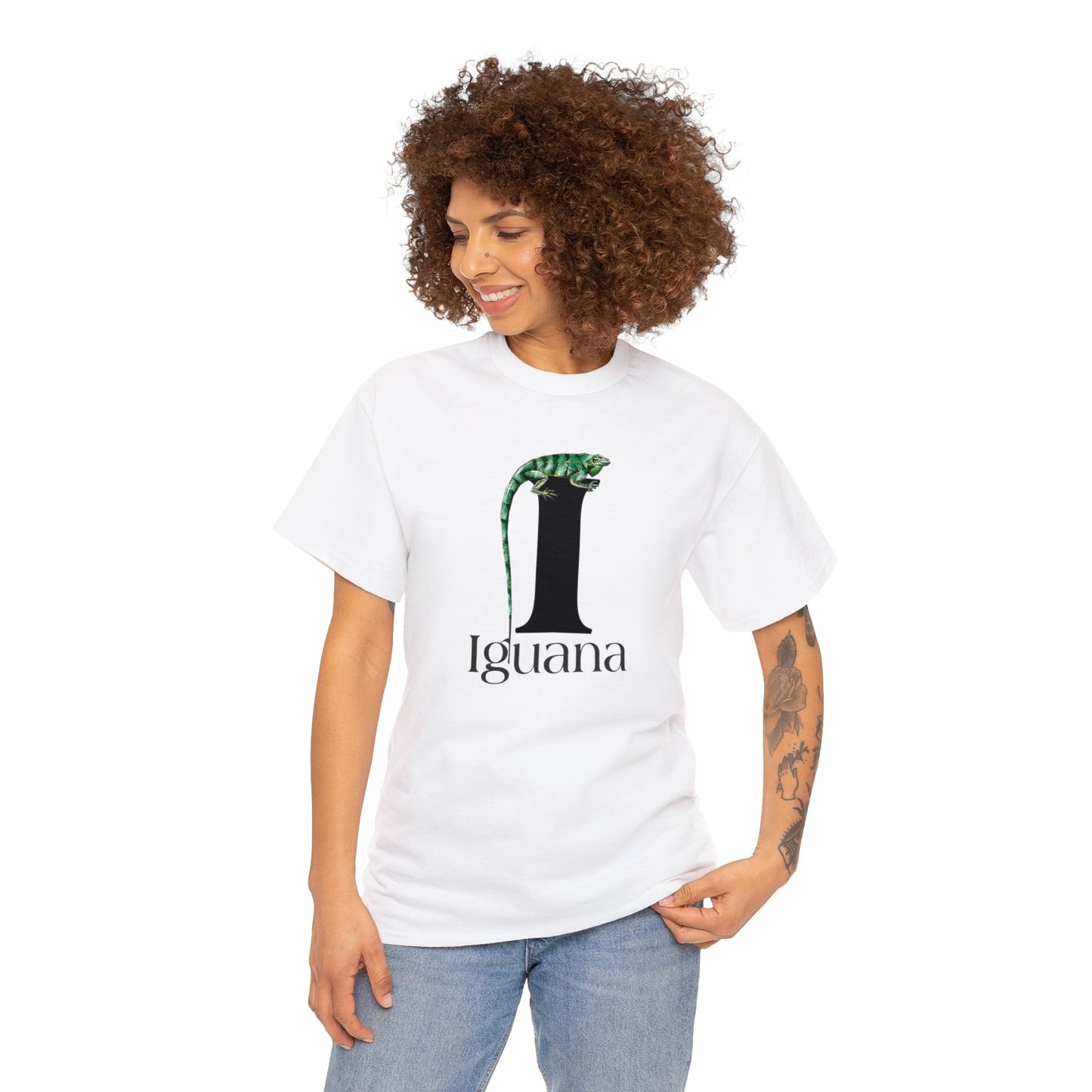 I is for Iguana, Iguana Perched on Letter I, Iguana Lovers, Iguana Drawing T-Shirt, animal t-shirt