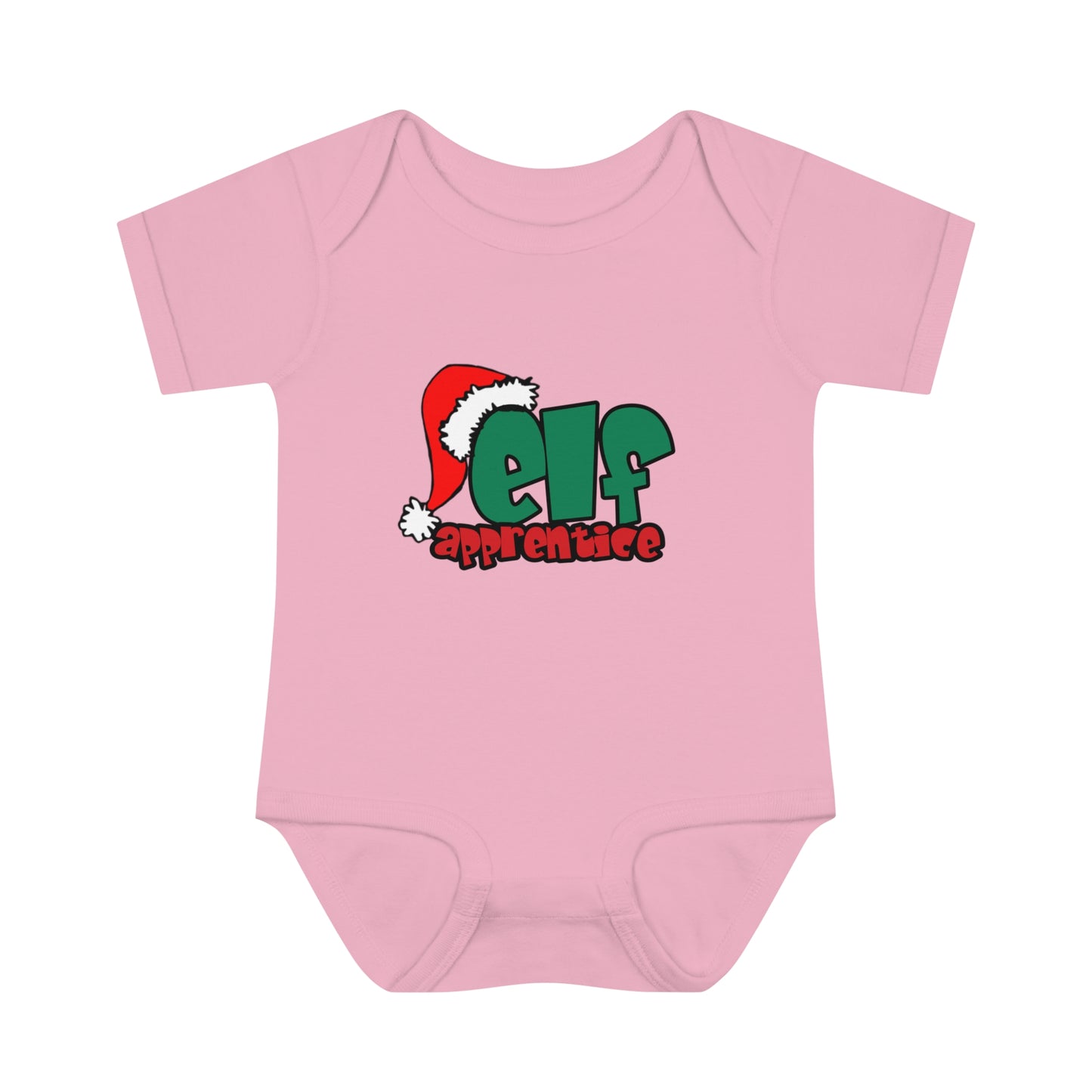 Elf Apprentice,  Cute Baby One Piece Body Suit, Christmas t-shirt, Infant gift, Red and green, Santa Hat, Adorable Soft, Shower Gift