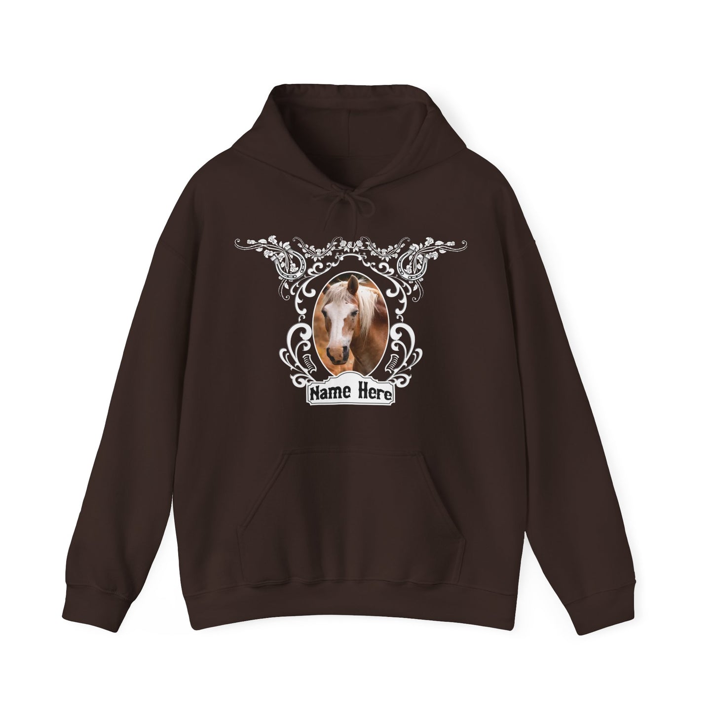 Custom Horse Hooded Sweatshirt, Personalized Hoodie, Your Horses Photo, Illustration or Ink Drawing, Western Shirt, Vintage Gothic, Pocket