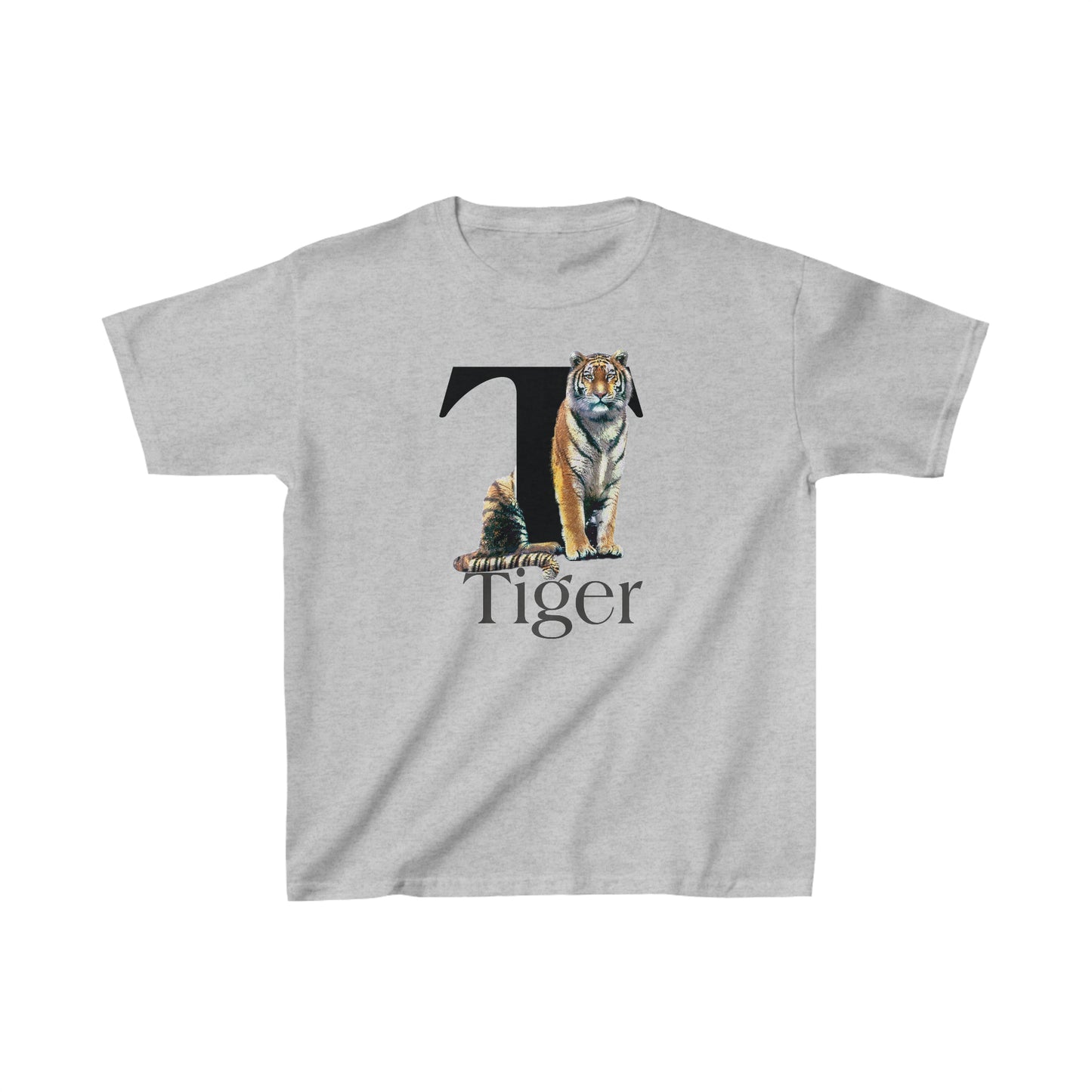 T is for Tiger T-Shirt, Terrific Tiger Tee, Tiger Drawing T-Shirt, Tiger Illustration t-shirt, animal alphabet T, animal letters Tee