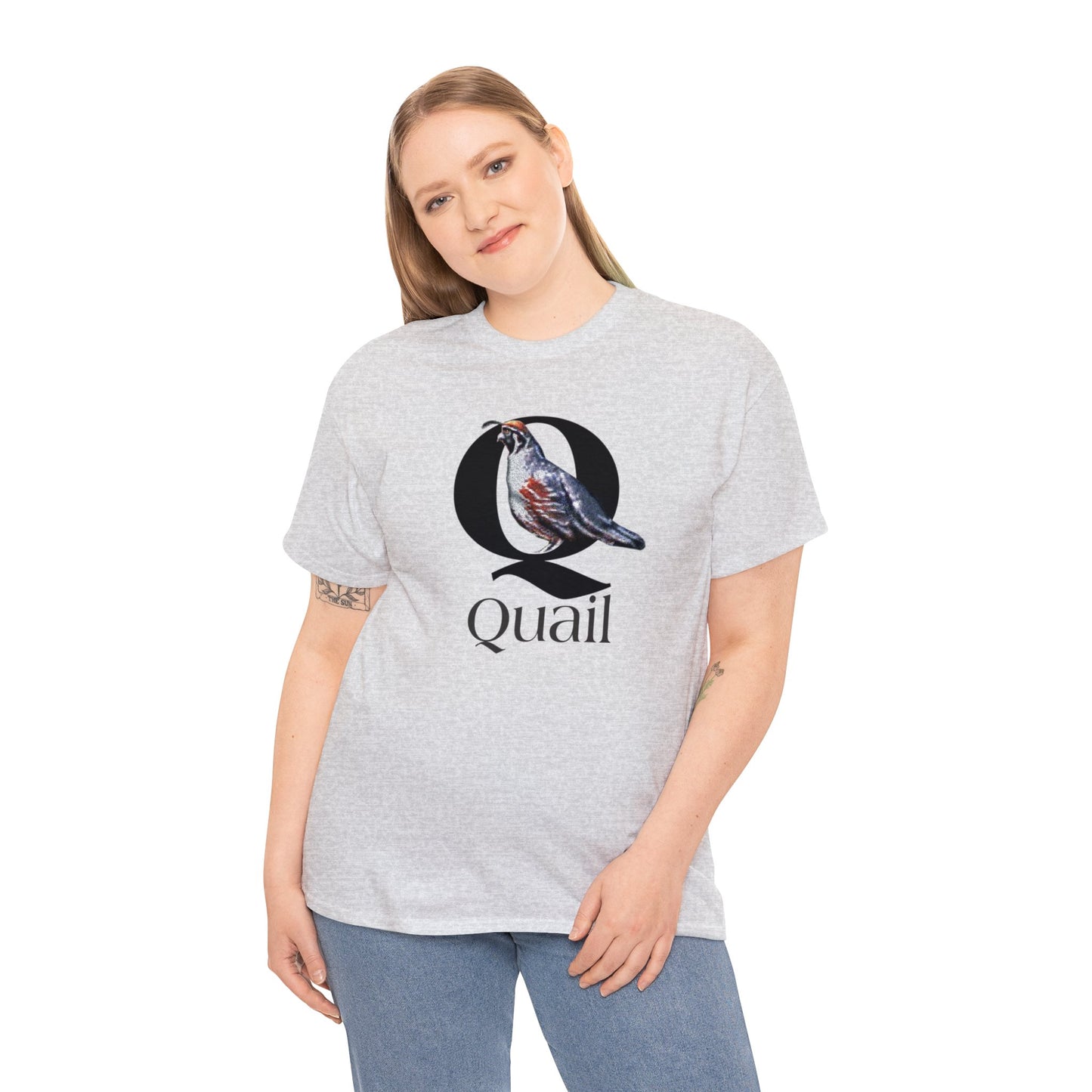 Q is for Quail t-shirt, Quail Drawing T-Shirt, Quail animal t-shirt, animal alphabet Q, animal