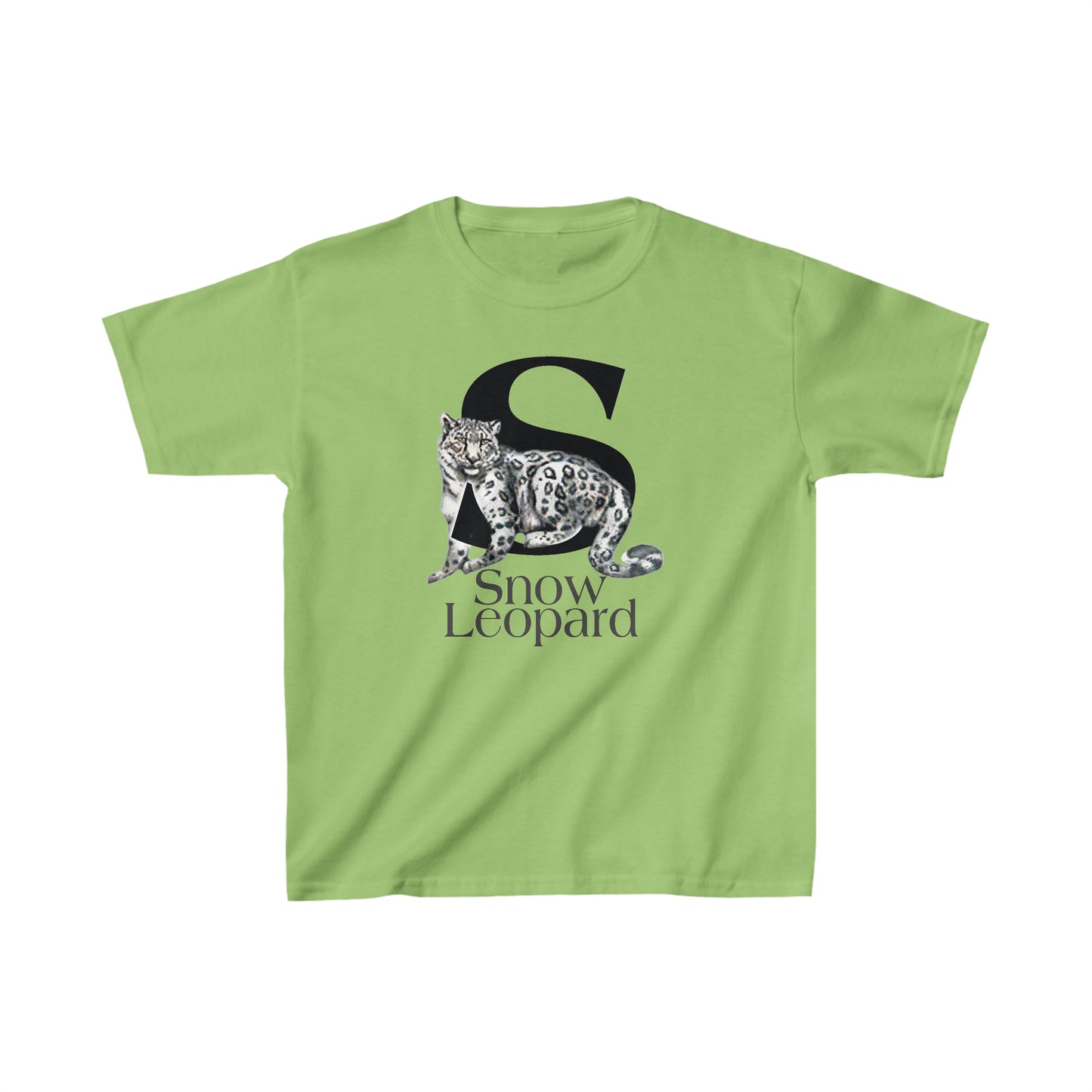 S is for Snow Leopard, Snow Leopard T-Shirt, Snow Leopard Drawing T-Shirt, Illustration, animal t-shirt, animal alphabet S, animal letters S