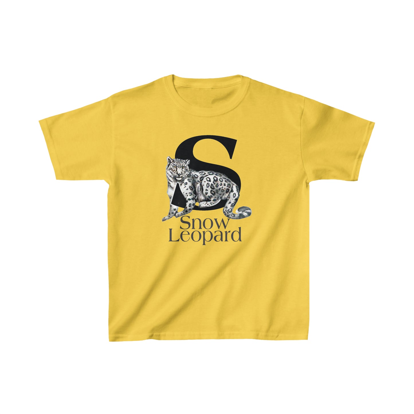 S is for Snow Leopard, Snow Leopard T-Shirt, Snow Leopard Drawing T-Shirt, Illustration, animal t-shirt, animal alphabet S, animal letters S