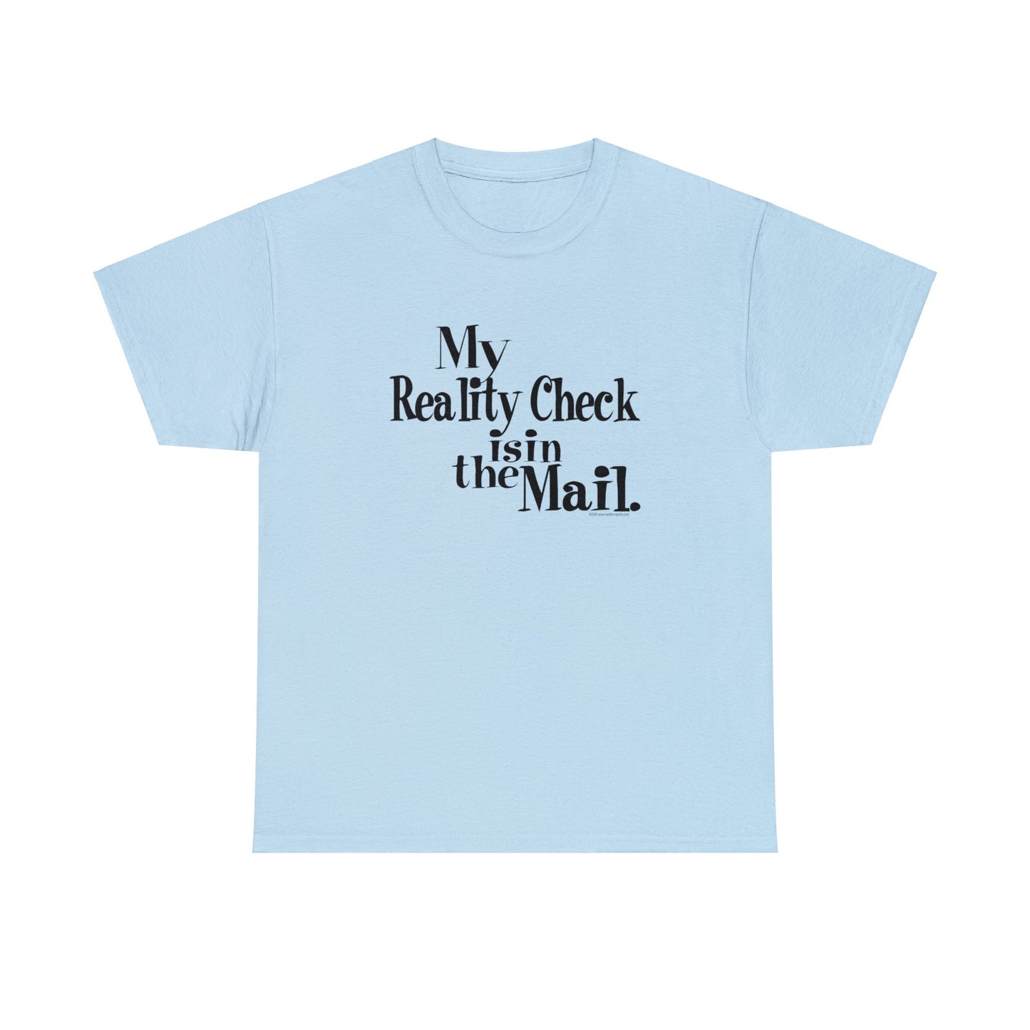 My Reality Check is in the Mail, funny t-shirt, Crazy t-shirt, reality check tee, humorous t-shirt, ironic t-shirt, t-shirt gift, reality T