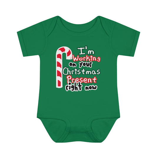 I'm working on Your Christmas Present Right Now Infant Toddler One Piece Body Suit, Christmas Baby Gift, Funny Baby T-Shirt, Christmas Tee