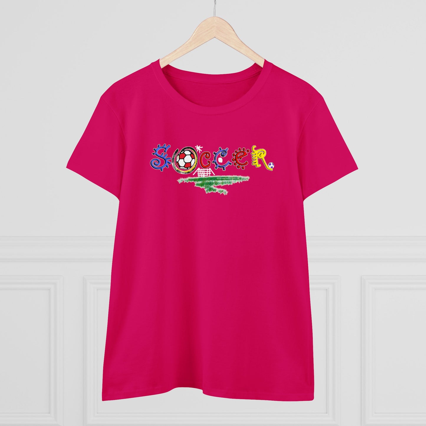 Artistic Soccer Girls T-Shirt, Ladies Soccer Design with Whimsical Soccer Design, Cute hand drawn look, stylized font, Soccer Gift for Women