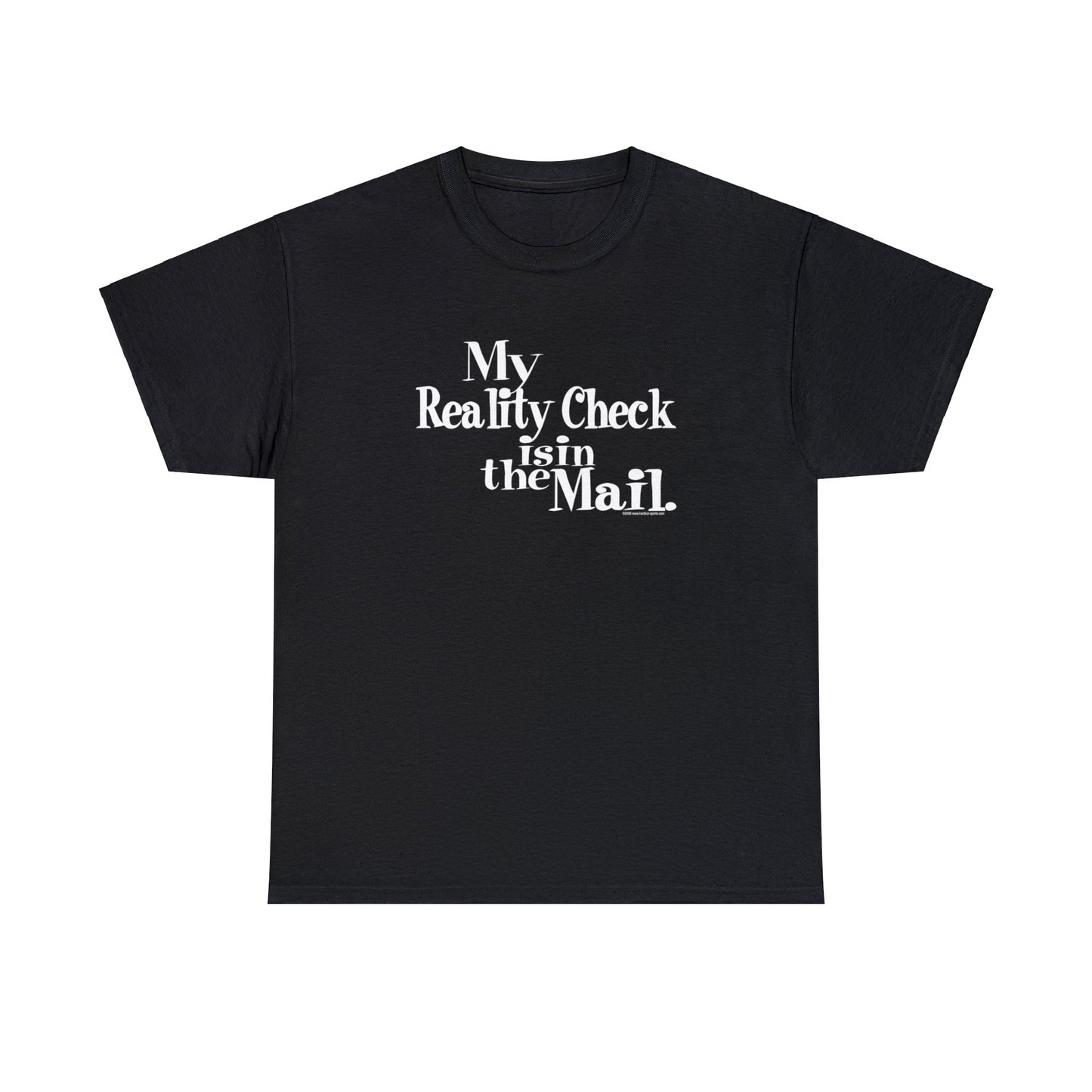 My Reality Check is in the Mail, funny t-shirt, Crazy t-shirt, reality check tee, humorous t-shirt, ironic t-shirt, t-shirt gift, reality T