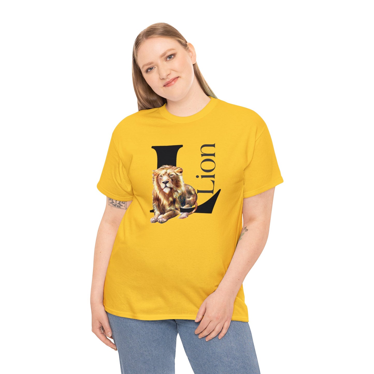 L is for Lion T-Shirt, Lion Drawing T-Shirt, Illustration of Lion, Proud Lion animal t-shirt