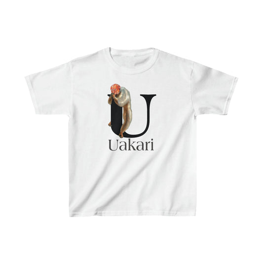 U is for Uakari Monkey, Uacari monkey Drawing, Uakari T-Shirt, animal t-shirt, animal alphabet letter U, Uakari illustration t shirt,