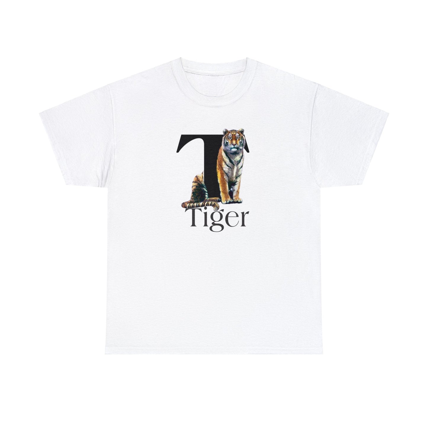 T is for Tiger Adult T-Shirt, Terrific Tiger Tee, Tiger Drawing T-Shirt, Tiger Illustration t-shirt,
