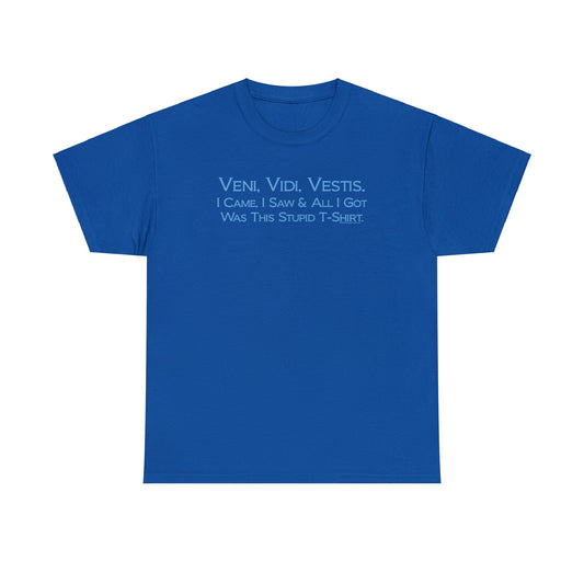 Veni Vidi Vestus, I came I saw, All I Got was this Stupid T-Shirt, Latin Parody Tee, Latin T-Shirt Humor, Latin Major T-Shirt, Teacher Gift