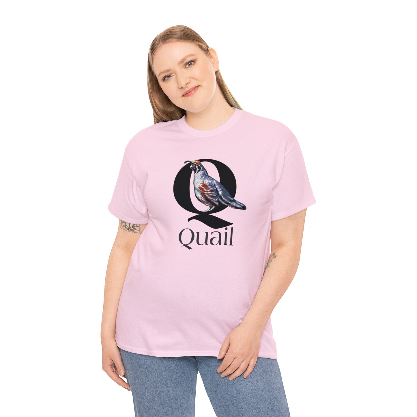 Q is for Quail t-shirt, Quail Drawing T-Shirt, Quail animal t-shirt, animal alphabet Q, animal