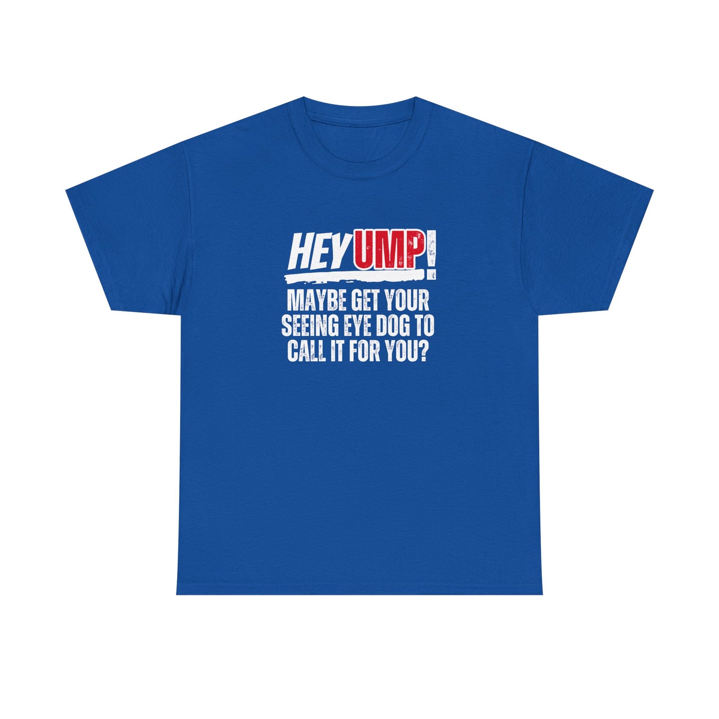 Funny Baseball T-Shirt - Hey Ump Maybe Get Your Seeing Eye Dog to Call It for You, Sports Tee, Baseball Fan Shirt, Humorous Graphic Tee,