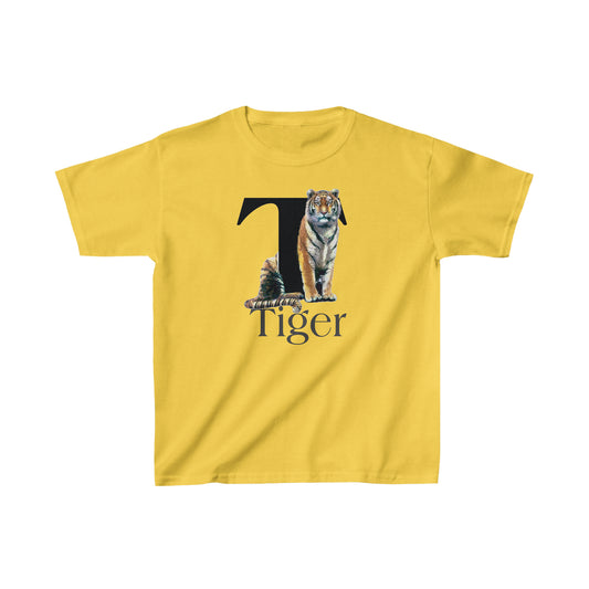 T is for Tiger T-Shirt, Terrific Tiger Tee, Tiger Drawing T-Shirt, Tiger Illustration t-shirt, animal alphabet T, animal letters Tee