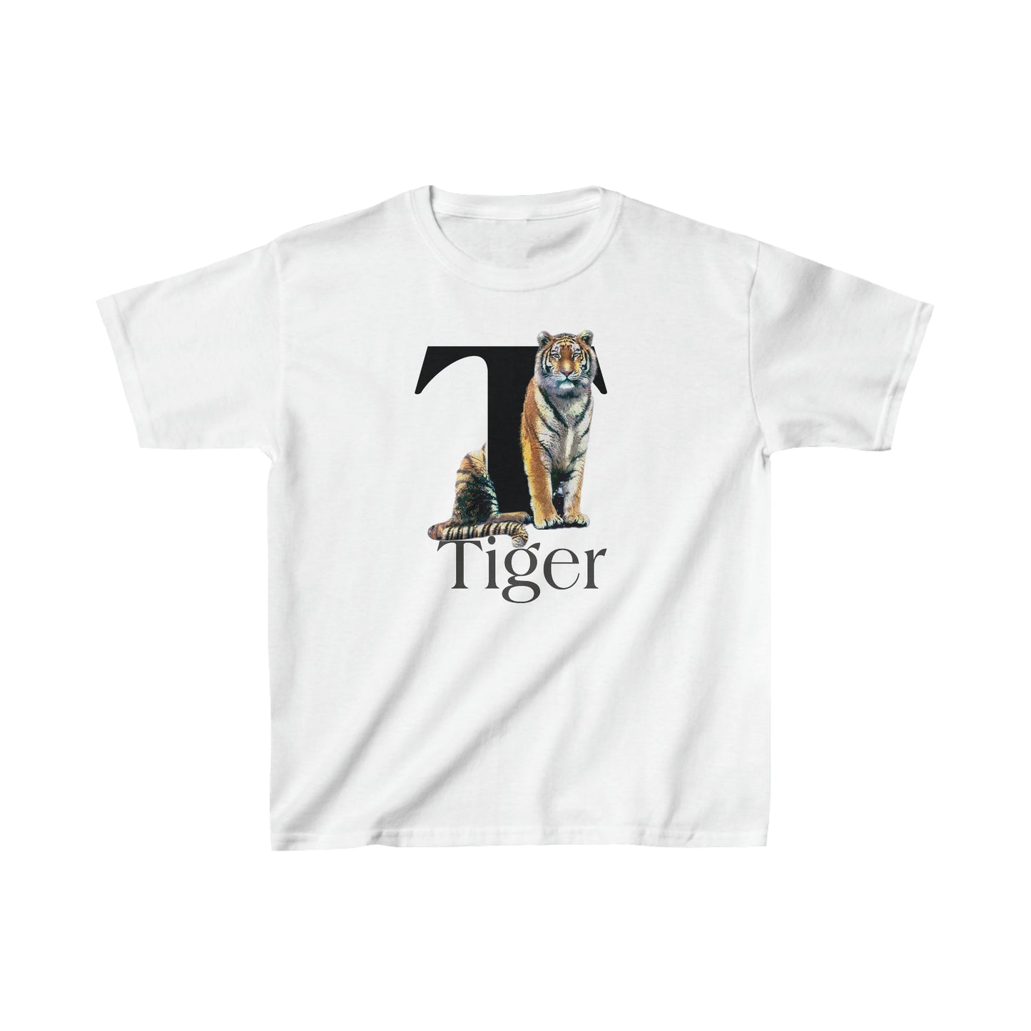 T is for Tiger T-Shirt, Terrific Tiger Tee, Tiger Drawing T-Shirt, Tiger Illustration t-shirt, animal alphabet T, animal letters Tee