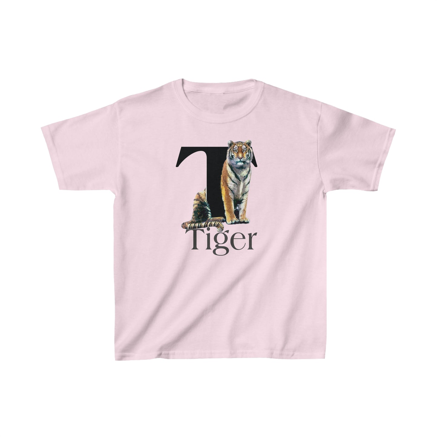T is for Tiger T-Shirt, Terrific Tiger Tee, Tiger Drawing T-Shirt, Tiger Illustration t-shirt, animal alphabet T, animal letters Tee