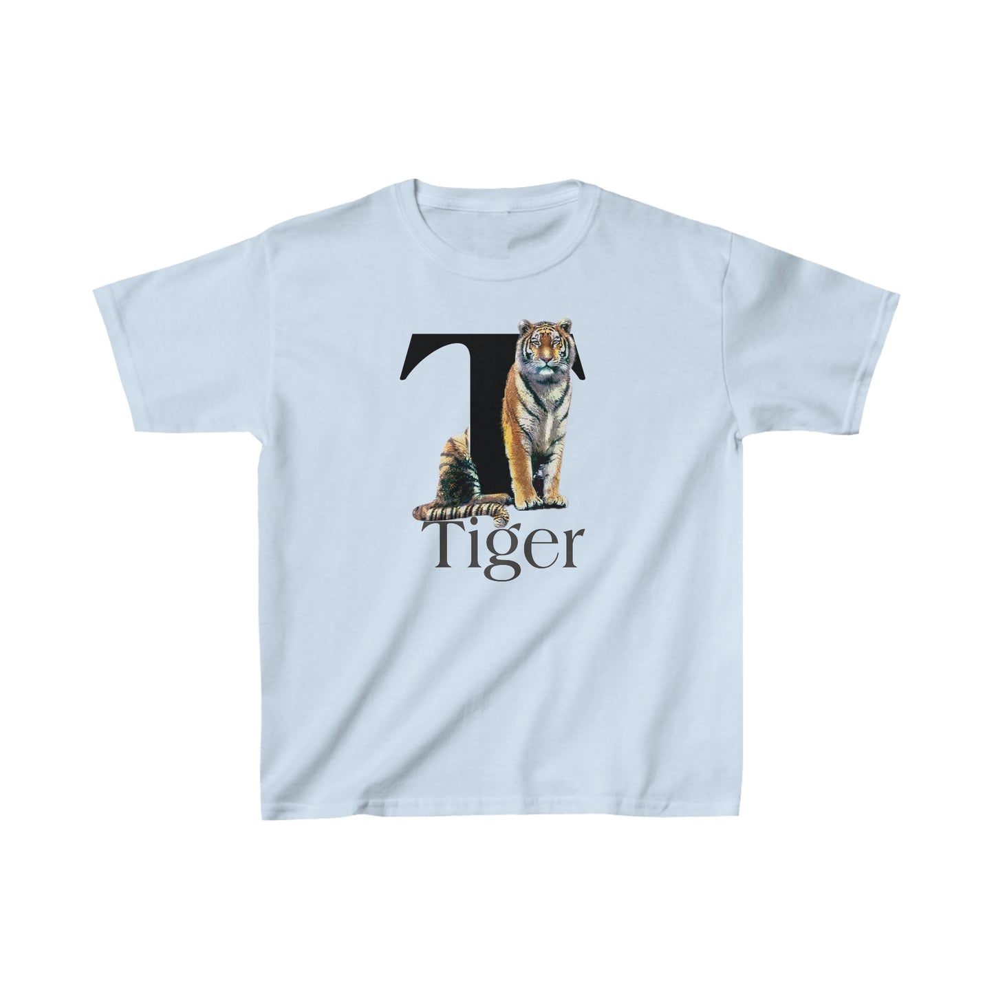 T is for Tiger T-Shirt, Terrific Tiger Tee, Tiger Drawing T-Shirt, Tiger Illustration t-shirt, animal alphabet T, animal letters Tee