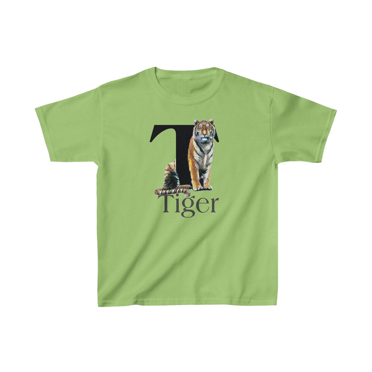 T is for Tiger T-Shirt, Terrific Tiger Tee, Tiger Drawing T-Shirt, Tiger Illustration t-shirt, animal alphabet T, animal letters Tee
