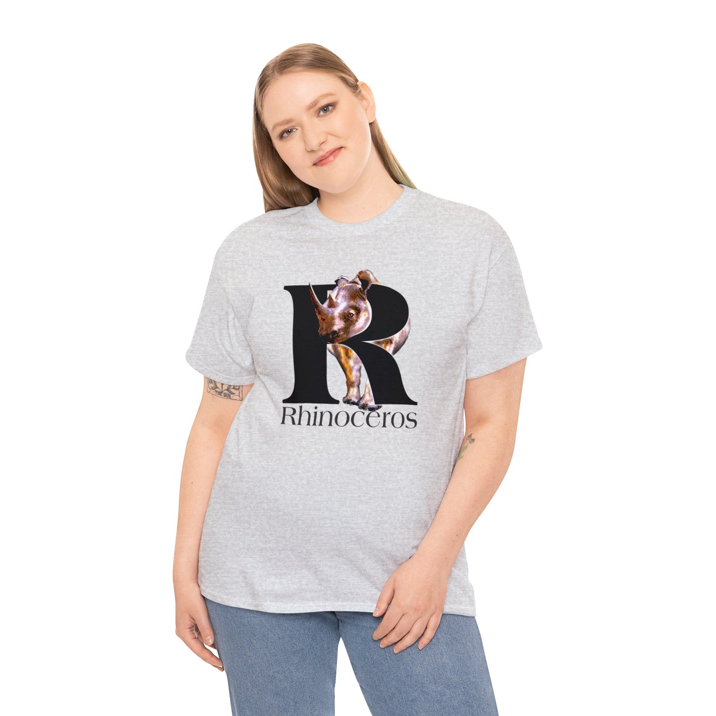 R is for Rhinoceros,  Tough Rhino t-shirt, Rhino Drawing, Rhinoceros T-Shirt, animal t-shirt,