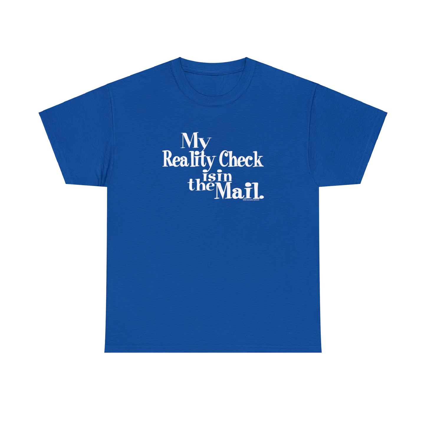 My Reality Check is in the Mail, funny t-shirt, Crazy t-shirt, reality check tee, humorous t-shirt, ironic t-shirt, t-shirt gift, reality T