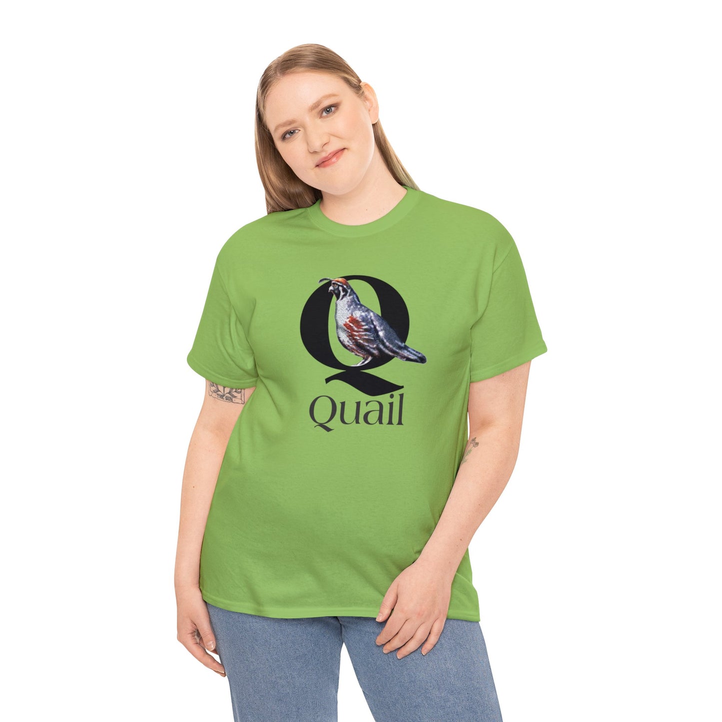 Q is for Quail t-shirt, Quail Drawing T-Shirt, Quail animal t-shirt, animal alphabet Q, animal