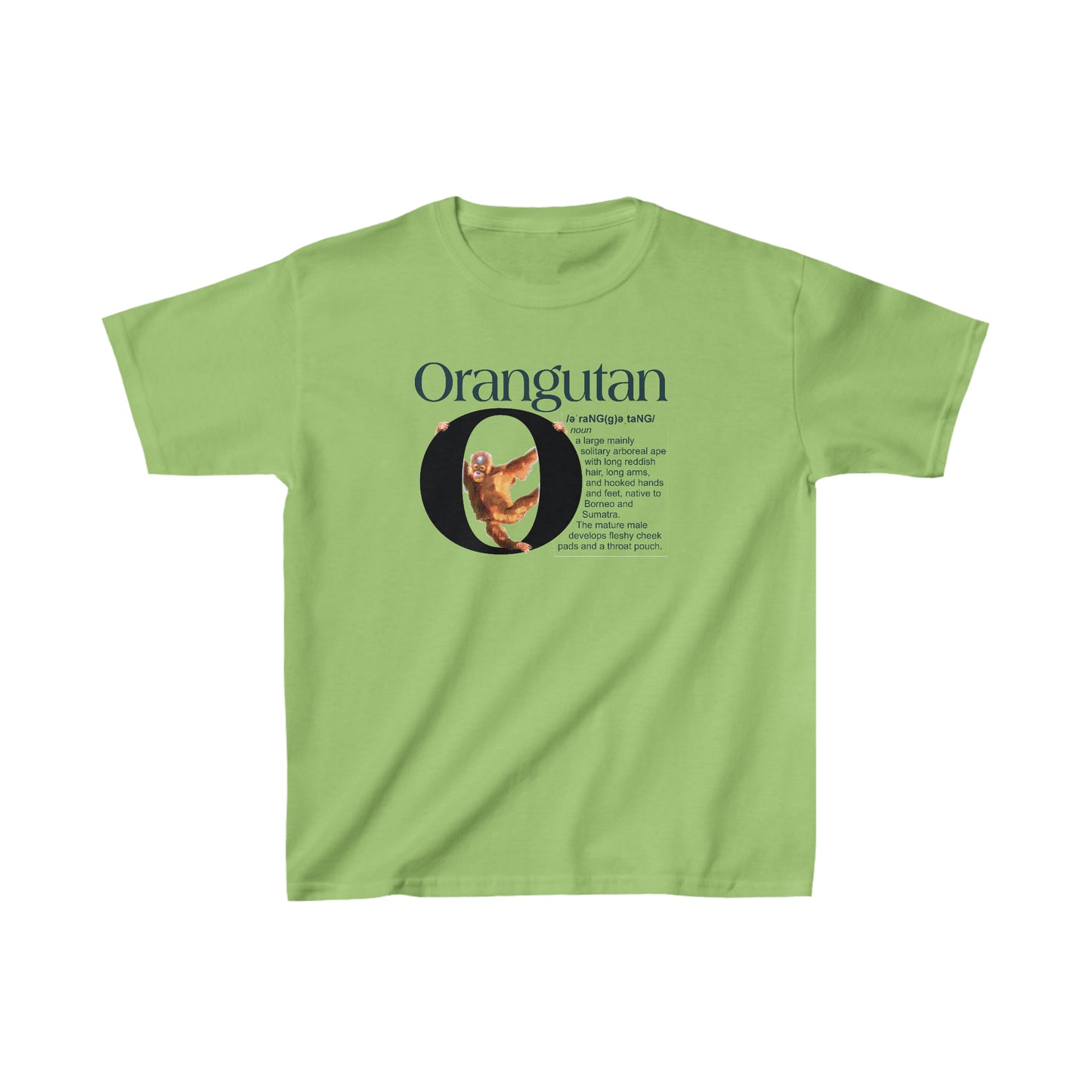 O is for Orangutan t-shirt, Funny Orangutan hanging from letter O, Drawing T-Shirt, animal t-shirt, animal alphabet T, animal letters Tee
