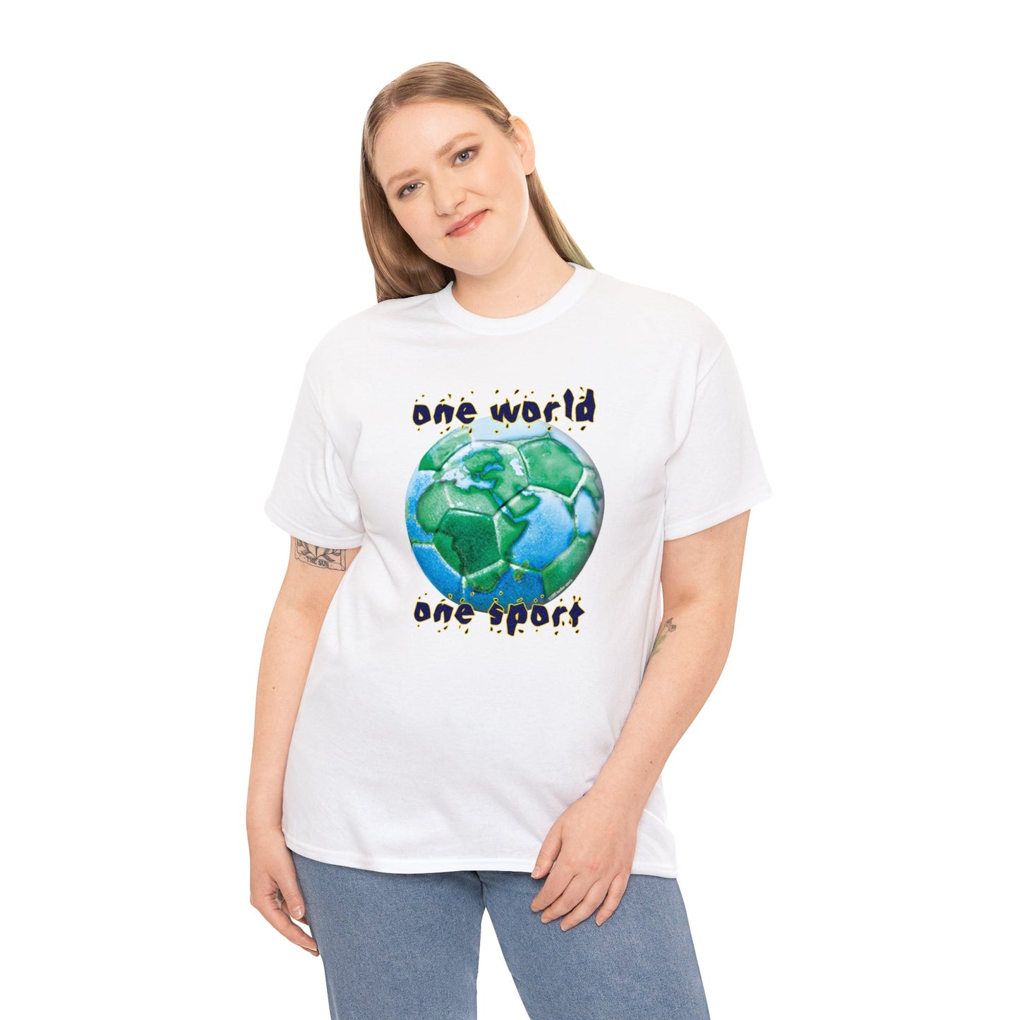 One World One Sport, Soccer Ball, Planet Earth soccer T-Shirt, Soccer is the World Sport, Bright Fun Positive Soccer T-Shirt Design