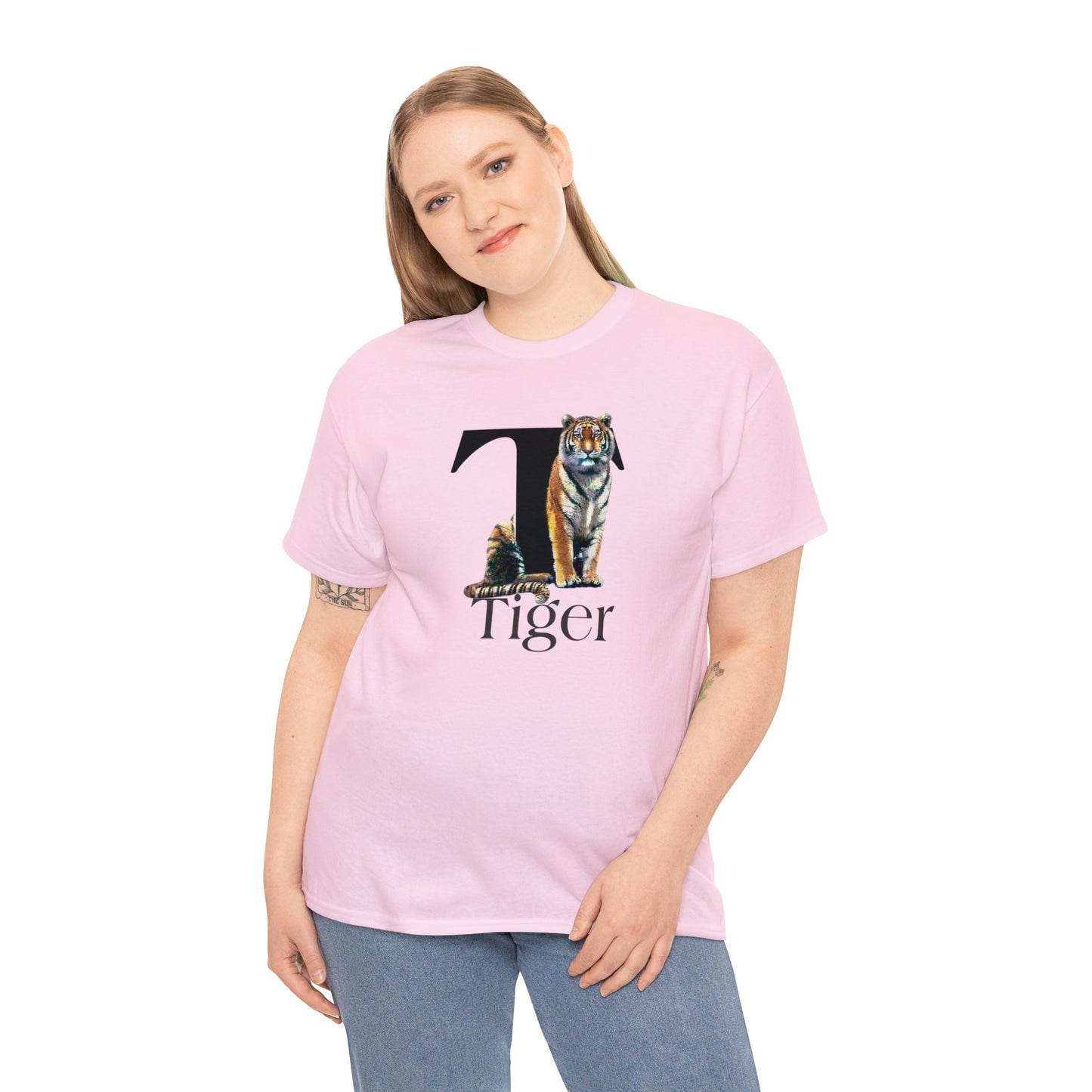 T is for Tiger Adult T-Shirt, Terrific Tiger Tee, Tiger Drawing T-Shirt, Tiger Illustration t-shirt,