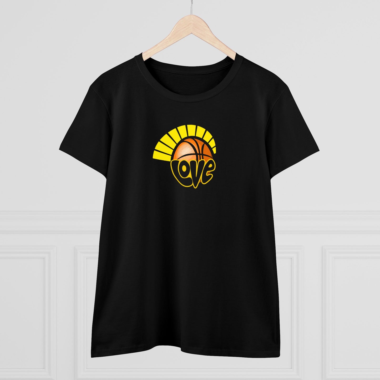 Love of Basketball, Women's Retro Hippy, Feel Good, Midweight Cotton Tee, Cute Ladies Tee, Retro 70's, Pink Basketball T-Shirts for Ladies