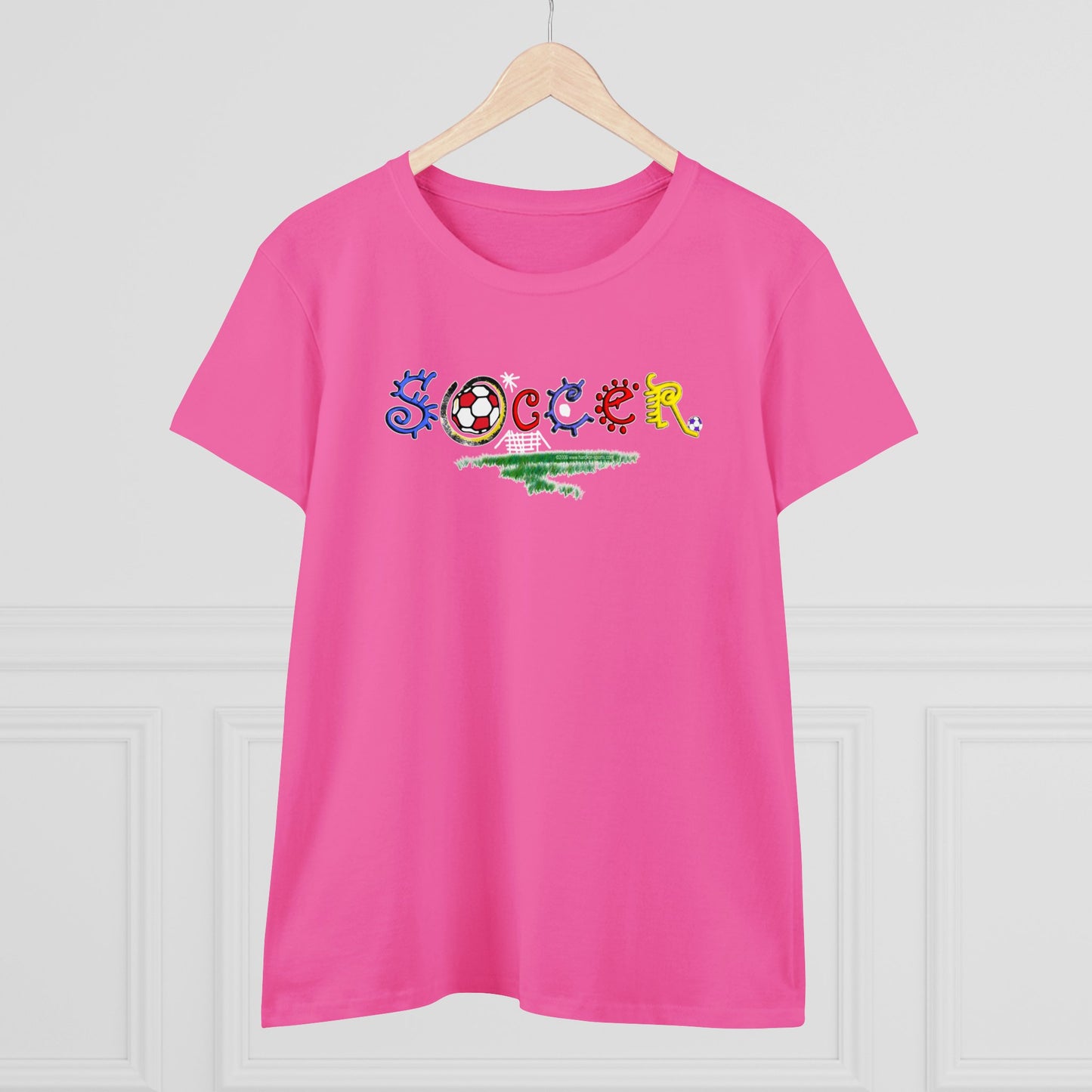 Artistic Soccer Girls T-Shirt, Ladies Soccer Design with Whimsical Soccer Design, Cute hand drawn look, stylized font, Soccer Gift for Women