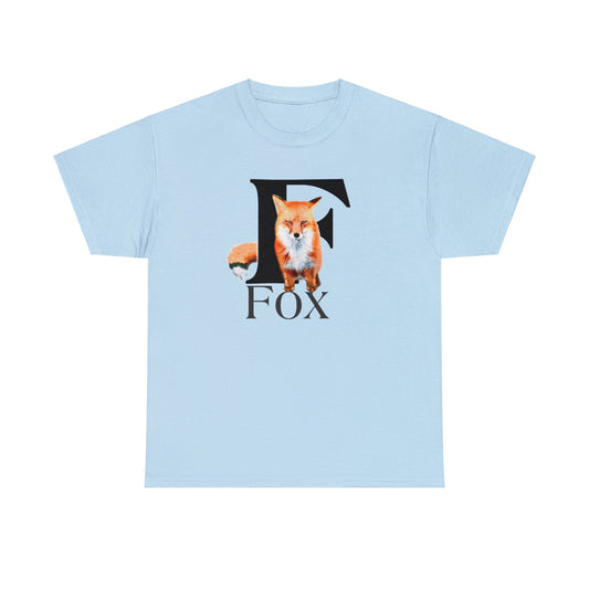 F is for Fox T-Shirt, Animal Letter F Tee, cute Fuzzy Fox Tee, Fox Drawing T-Shirt, animal t-shirt,
