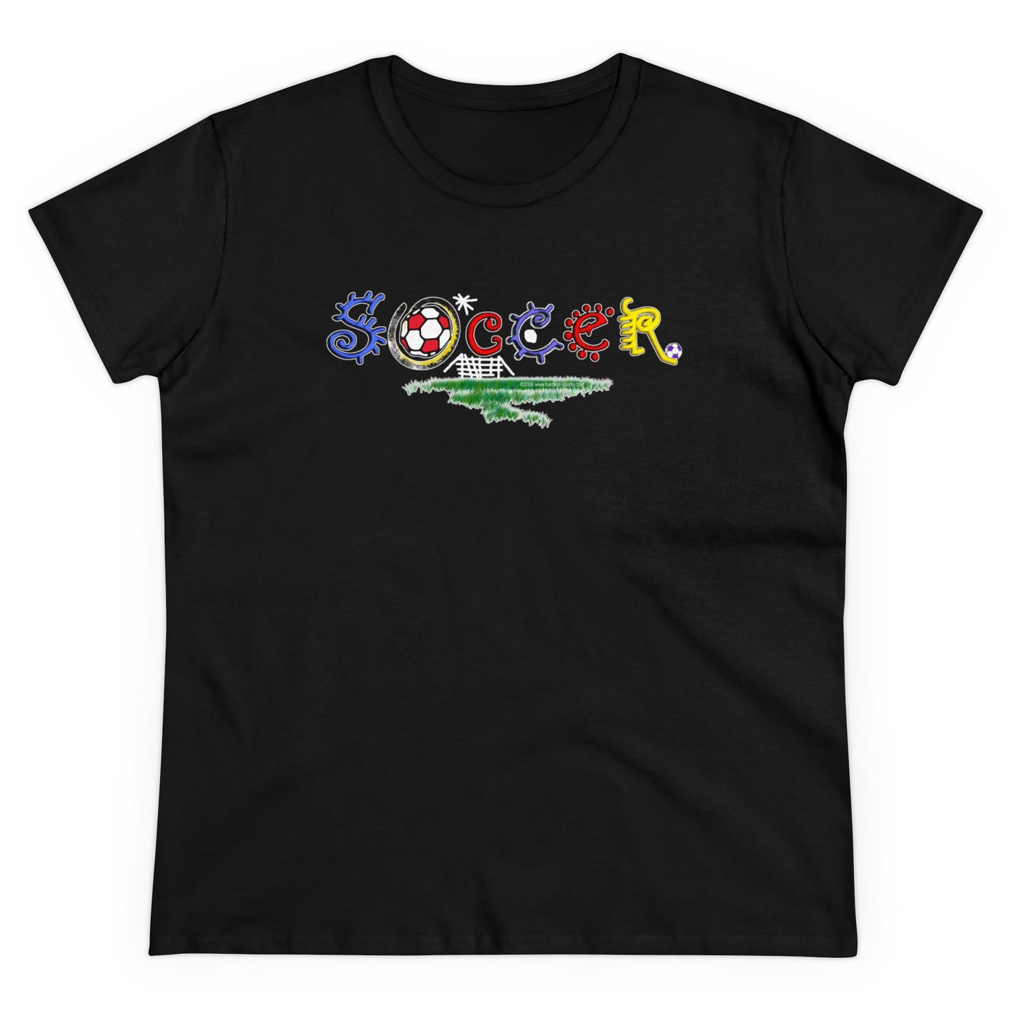 Artistic Soccer Girls T-Shirt, Ladies Soccer Design with Whimsical Soccer Design, Cute hand drawn look, stylized font, Soccer Gift for Women