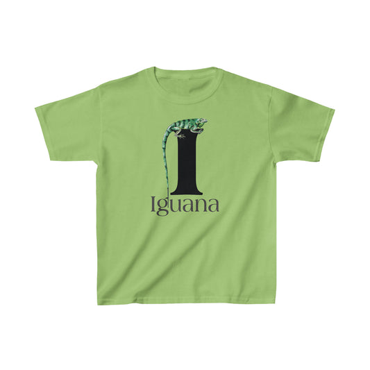 I is for Iguana, Iguana Perched on Letter I, Iguana Lovers, Iguana Drawing T-Shirt, animal t-shirt, animal alphabet T, animal letters Tee