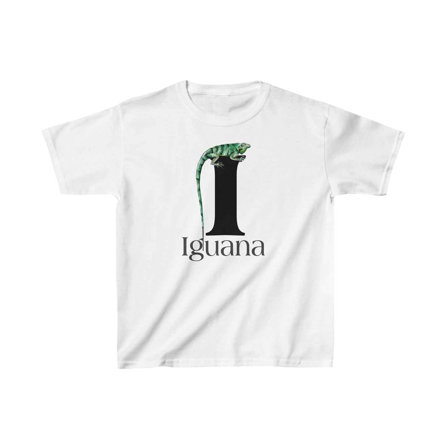 I is for Iguana, Iguana Perched on Letter I, Iguana Lovers, Iguana Drawing T-Shirt, animal t-shirt, animal alphabet T, animal letters Tee