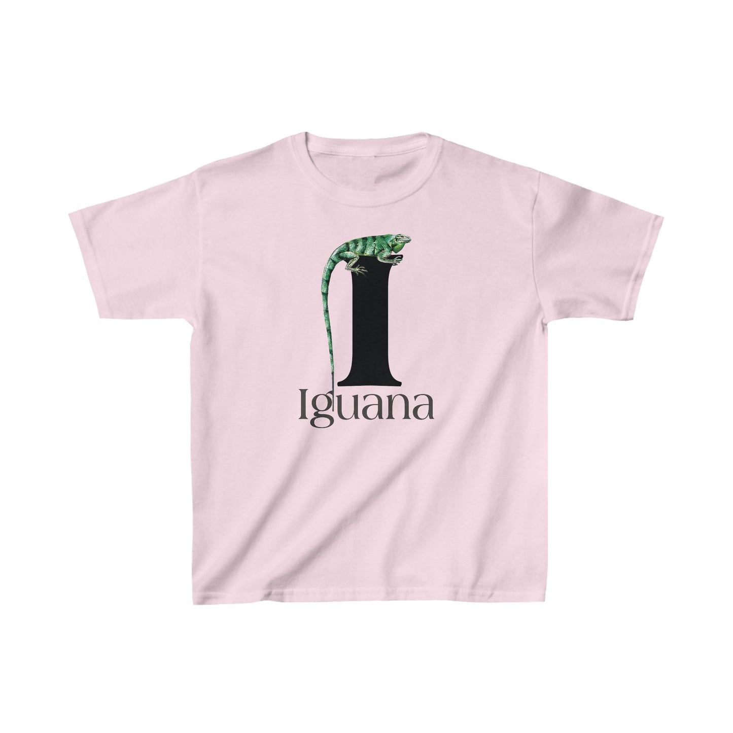 I is for Iguana, Iguana Perched on Letter I, Iguana Lovers, Iguana Drawing T-Shirt, animal t-shirt, animal alphabet T, animal letters Tee