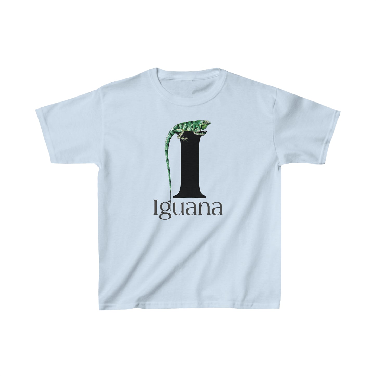 I is for Iguana, Iguana Perched on Letter I, Iguana Lovers, Iguana Drawing T-Shirt, animal t-shirt, animal alphabet T, animal letters Tee