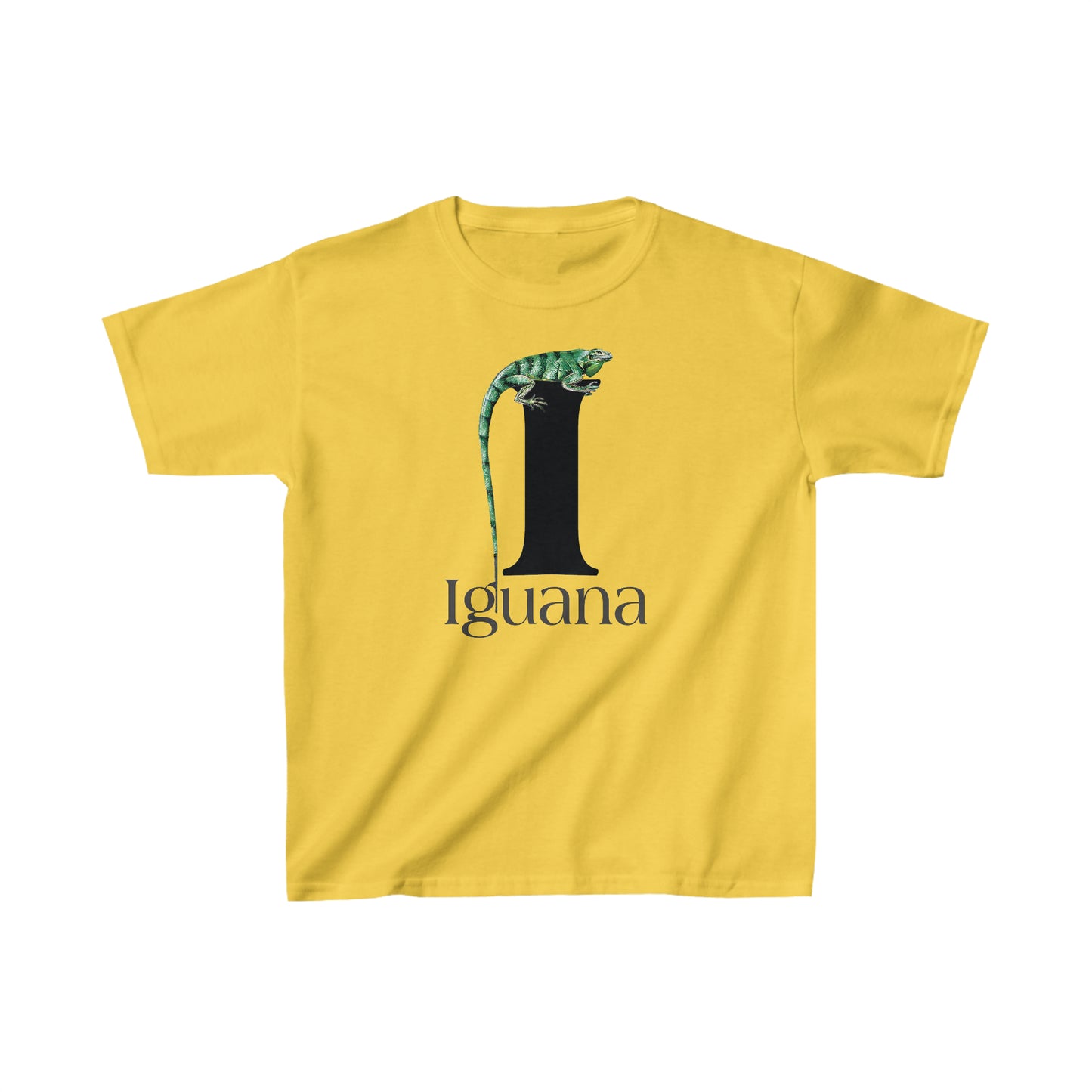 I is for Iguana, Iguana Perched on Letter I, Iguana Lovers, Iguana Drawing T-Shirt, animal t-shirt, animal alphabet T, animal letters Tee