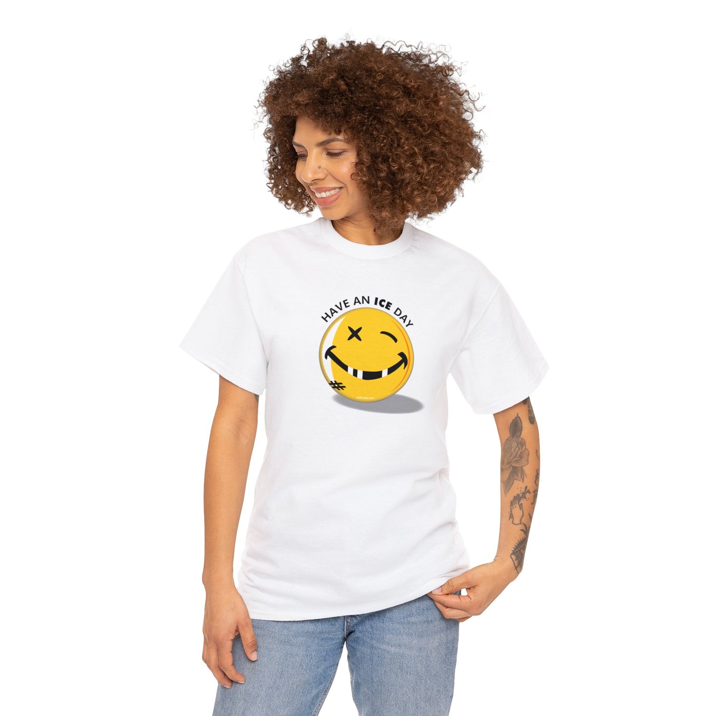 Have an Ice Day, Funny Hockey T-Shirt, Happy Face Missing Teeth and Black Eye, Fun Hockey Parody, Hockey T-Shirt Design