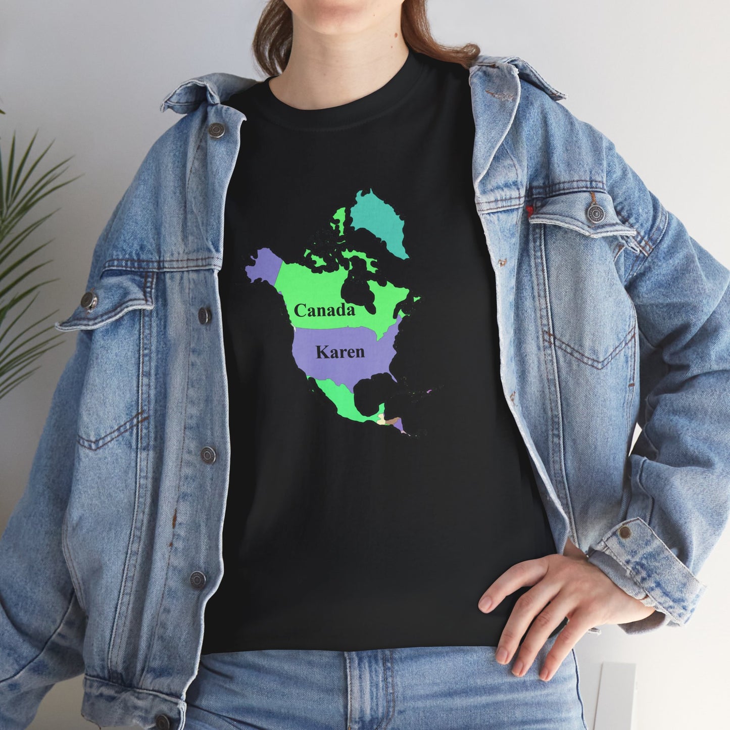 Map of North America with United States Labeled as Karen Pro Canada, never 51 Funny Political T-Shirt,