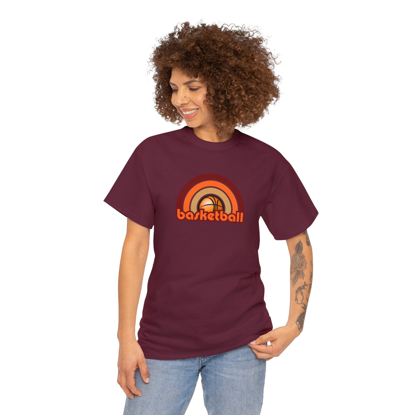 Basketball Rainbow, Basketball t-shirt design, Earth tone Colors, Basketball Gift, Classy Looking Basketball design, Women Basketball Gift