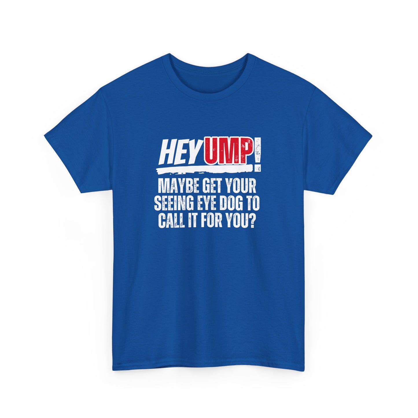 Funny Baseball T-Shirt - Hey Ump Maybe Get Your Seeing Eye Dog to Call It for You, Sports Tee, Baseball Fan Shirt, Humorous Graphic Tee,
