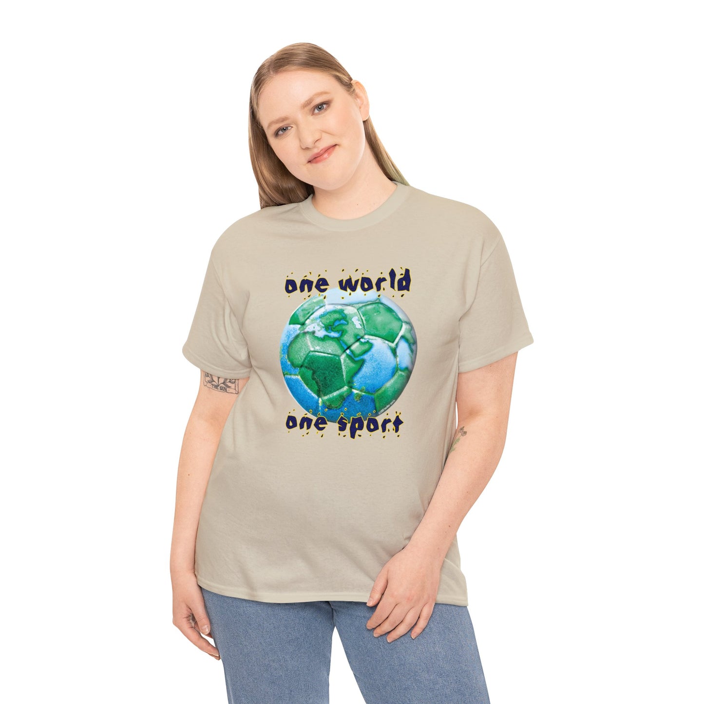 One World One Sport, Soccer Ball, Planet Earth soccer T-Shirt, Soccer is the World Sport, Bright Fun Positive Soccer T-Shirt Design