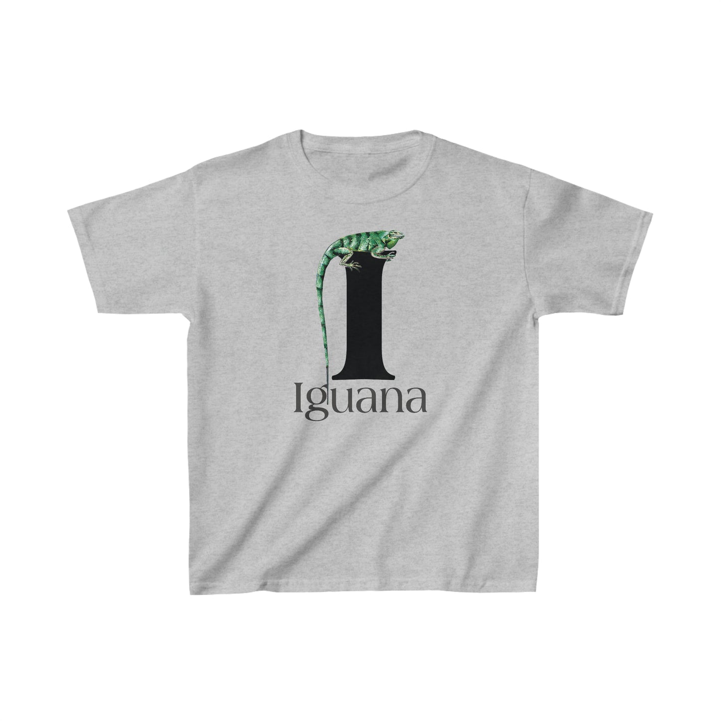 I is for Iguana, Iguana Perched on Letter I, Iguana Lovers, Iguana Drawing T-Shirt, animal t-shirt, animal alphabet T, animal letters Tee