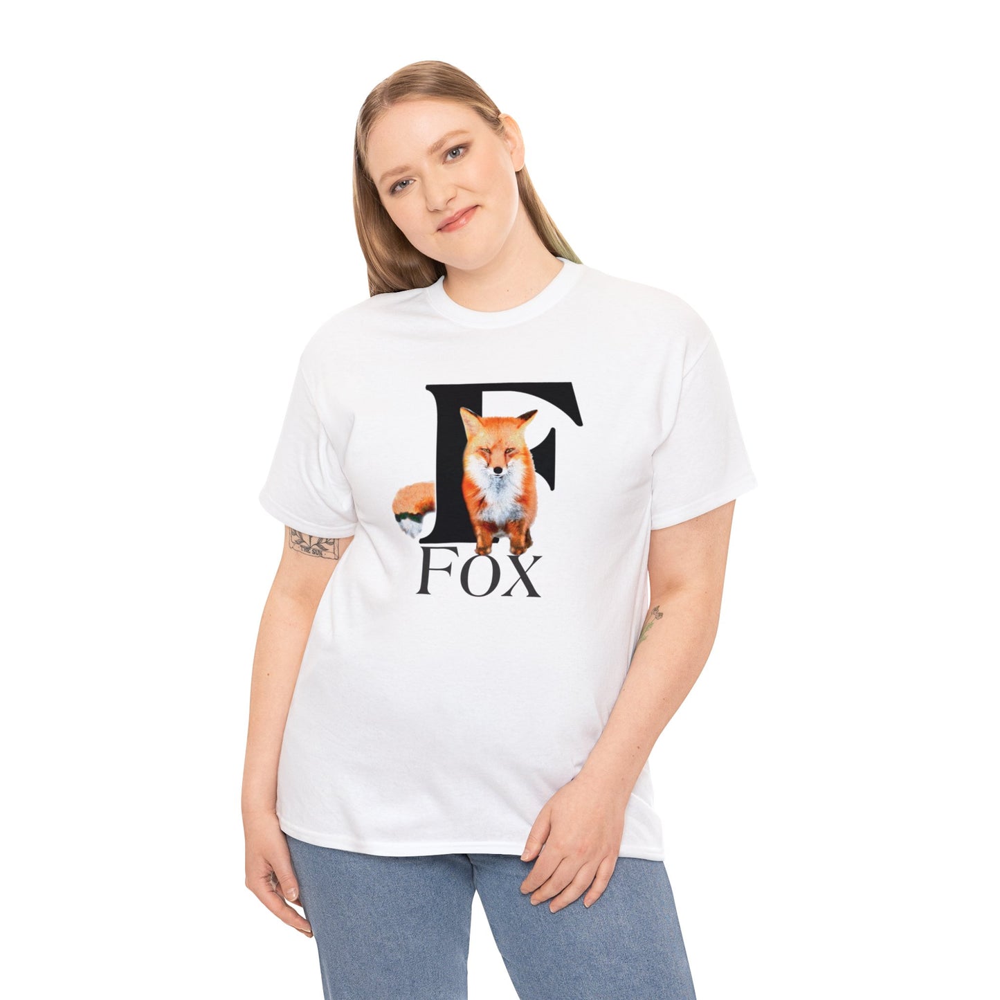 F is for Fox T-Shirt, Animal Letter F Tee, cute Fuzzy Fox Tee, Fox Drawing T-Shirt, animal t-shirt,