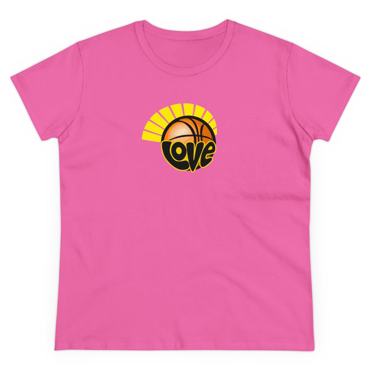 Love of Basketball, Women's Retro Hippy, Feel Good, Midweight Cotton Tee, Cute Ladies Tee, Retro 70's, Pink Basketball T-Shirts for Ladies