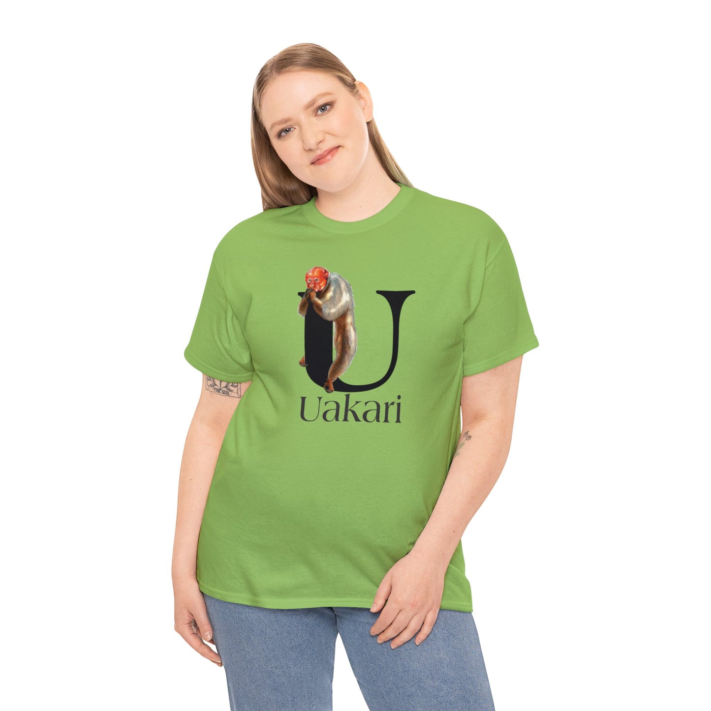 U is for Uakari Monkey, Uacari monkey Drawing, Uakari T-Shirt, animal t-shirt, animal