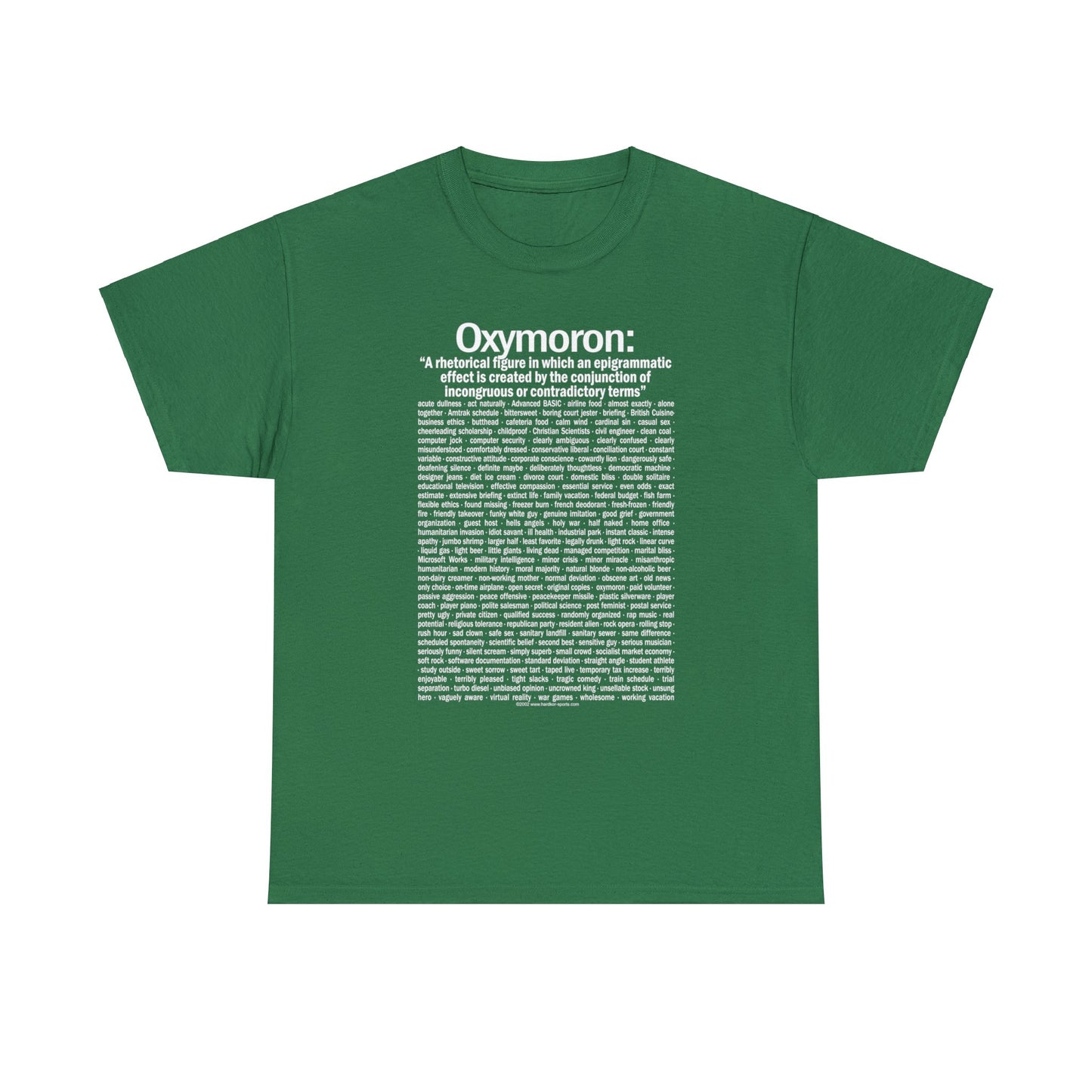Oxymoron T-Shirts, Funny Oxymoron Saying, Government Intelligence, Clean Coal, Pretty Ugly and More, English Majors, Teacher T-shirts