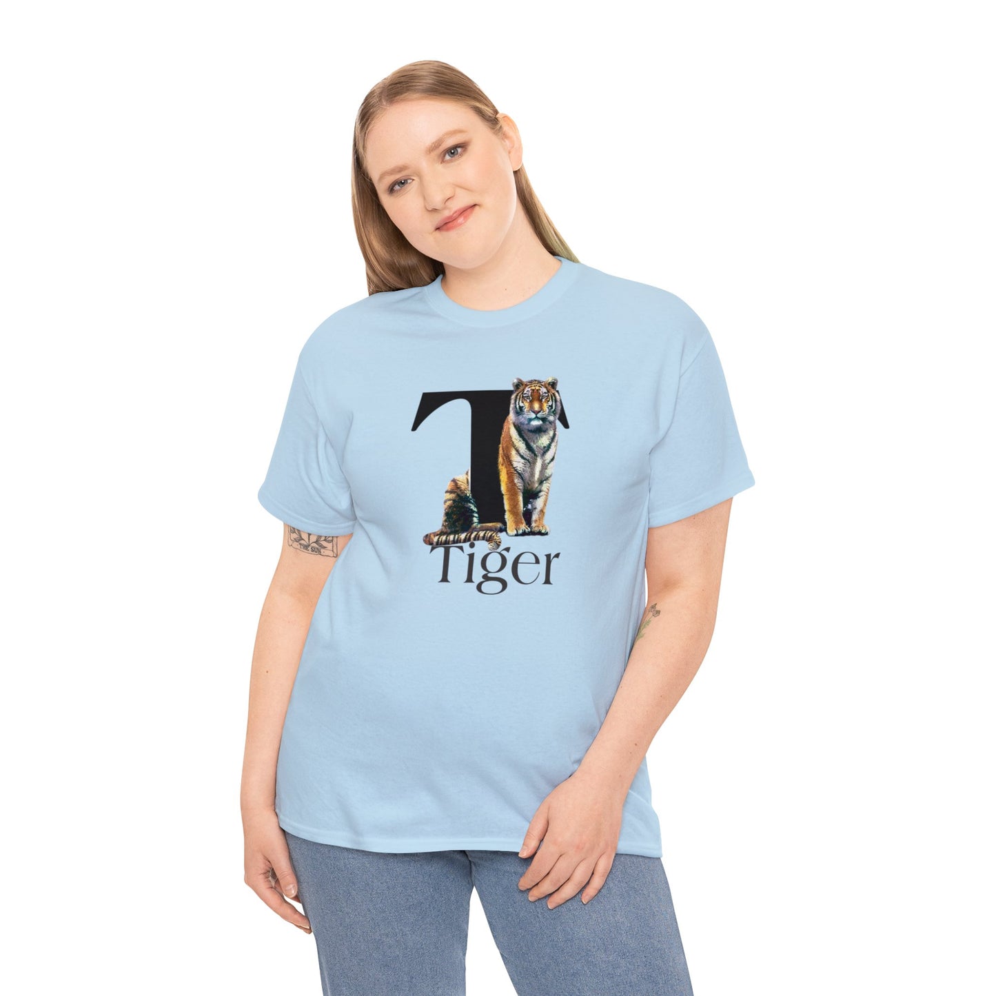 T is for Tiger Adult T-Shirt, Terrific Tiger Tee, Tiger Drawing T-Shirt, Tiger Illustration t-shirt,