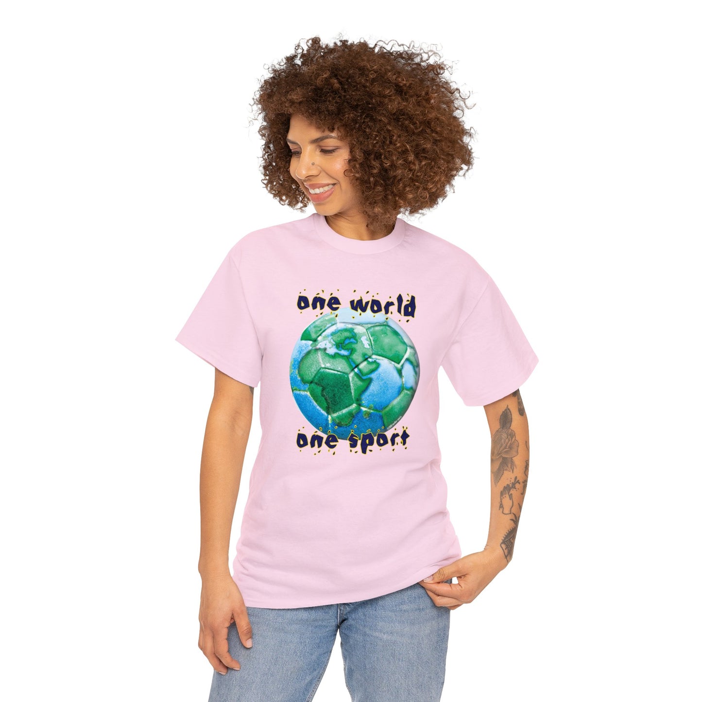 One World One Sport, Soccer Ball, Planet Earth soccer T-Shirt, Soccer is the World Sport, Bright Fun Positive Soccer T-Shirt Design